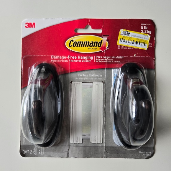 3M Command Oil Rubbed Bronze Curtain Rod Hook (2-Pack) - 1 Each - Picture 1 of 4